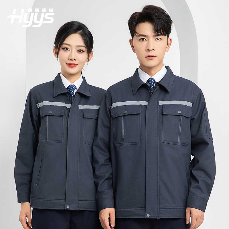 LJ-5835 冬季加绒工作服套装男反光一体式保暖电焊工汽机修劳保服夹克定制